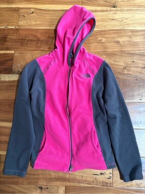 The North Face Hot Pink and Gray Hooded Fleece Jacket